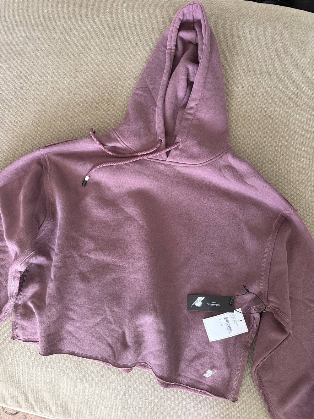 Cropped Hooded Turtleneck Sweater in Mauve